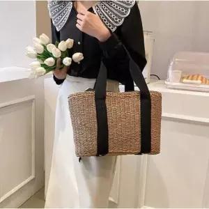 [라일리] Rly 숄더 가방 라탄 원통 피크닉 비치백