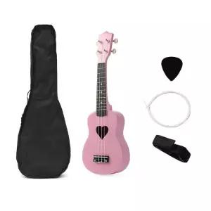 우쿠렐레 로하 백양나무 소프라노 우쿨렐레 세트 4종 핑크하트 우쿠렐라