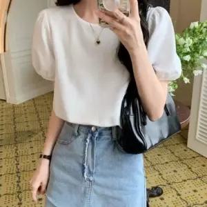 라운드넥 크롭티 데일리하게 입기 블라우스 여름티셔