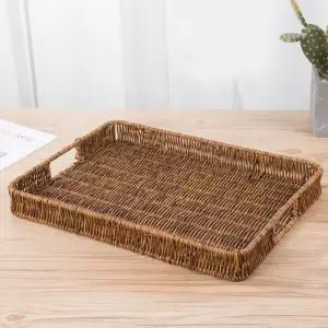 사각바구니 센스 사각 라탄짜임 트레이(40x30cm) 다과 라탄바스켓 사각트레이