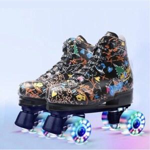 그래피티 디자인 롤러스케이트 성인용 가죽 직장인 인라인 캐주얼 220 글리터