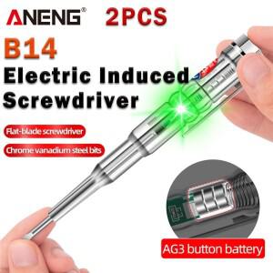 2PCS 범용 전기 유도식 드라이버 테스터 ANENG B14 24-250V 프로브(표시등 포함) 사운드 알람 연필 도구