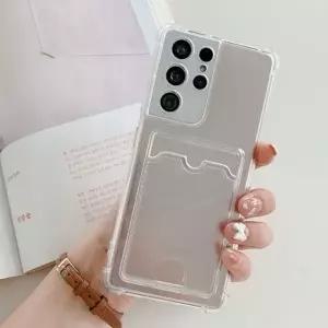 (색상선택 투명(단일색상))갤럭시S23울트라 케이스 투명 사각 카드 젤리 S918