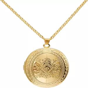 푸키만 2020 빈티지 각인 플라워 로켓 그림 펜던트 목걸이 타원형 하트 고정 사진 메모리 주얼리