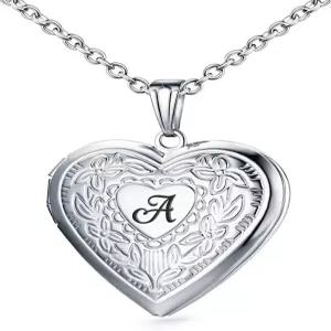 로켓 목걸이 사진 알파벳 이니셜 레터 러브 하트 메모리 생일 선물 보관