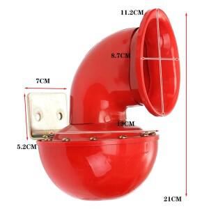 12V 자동차 경적 200db 빨간 전기 황소 암소 소리 금속 트럭 기차 보트 오토바이 슈퍼 시끄러운