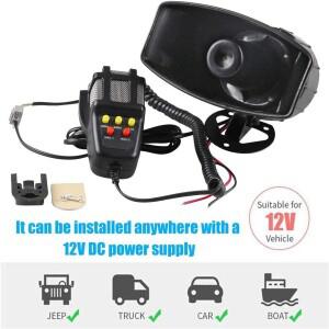 자동차 사이렌 경적, 마이크 PA 스피커 시스템 포함, 밴 트럭 오토바이 범용 적합, 100 와트 5 톤 사운드