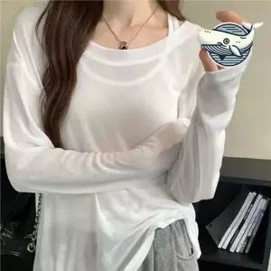 겨울티셔츠 여성 레이어드 루즈핏 슬리브리스 긴팔 티셔츠