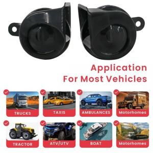 2개입 자동차용 달팽이 스피커 경적 12V 105-118dB 고저주파 방수 80mm 철제 내부 부품