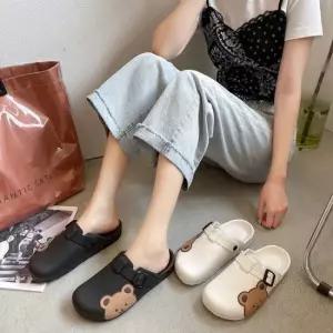 여성 2컬러 큐티 곰돌이 경량슬리퍼 EVA 쿠션슬리퍼 푹신한 통굽슬리퍼 지압 사무실슬리퍼