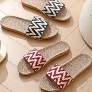 린넨 왕골 여성용 여름 실외 슬리퍼 바캉스 데일리 신발 라탄슬리퍼 왕골슬리퍼