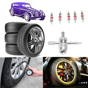 Durable 4-in-1 Tire Valve Core Wrench; Superior Stem InstallRemoval Set with Cleaning Tools