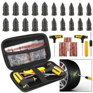 오토바이 진공 타이어 수리용 못 자동차 도구 키트 EVA 보관 케이스 포함 고무 튜브리스 세트
