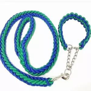 강아지줄 목줄 리드줄 대형견용 블루그린 트위스트