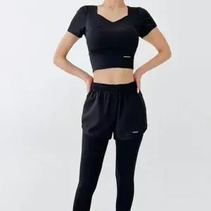 여성용 에어 스트레치 크롭 반팔 티 레깅스 운동복