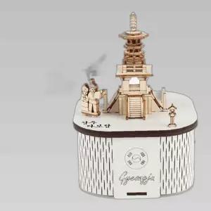 오르골만들기 DIY 회전 우드 오르골 다보탑 경주