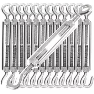 케이블 와이어 로프 장력을 위한 JOIKIT 12 PCS M5 304 스테인리스 스틸 턴버클 후크 및