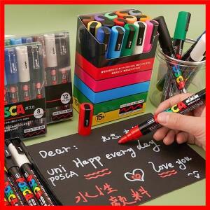 Uni POSCA 모듬 색상 마커 7/8/12/16 색상 드로잉 세트 아티스트 어린이 및 공예 프로젝트 아트를위한 영구