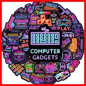 10/30/50pcs 네온 스타일 게임 패드 만화 스티커 데칼 방수 DIY 스케이트 보드 전화 방수 멋진 아이 스티커