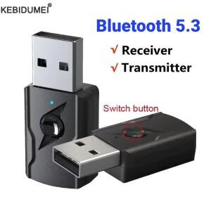 Bluetooth 5.3 오디오 송신기 수신기 TV 차량용 키트 스피커 호환 헤드폰 용 3.5mm AUX 잭 RCA USB 동글 스