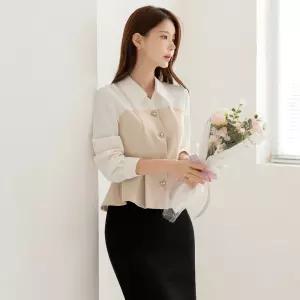 [시크라인] (~XXL까지) 페콜라 페플럼 레이어드 블라우스 봄 가을 하객룩 오피스룩 모임룩 격식룩 빅사이즈