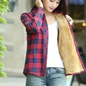 [라일리여성의류] Rly 여성 겨울 양털 융털 안감 보온 기모 셔츠 체크