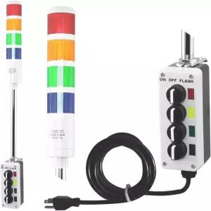 시그나웍스 4 스택 슈퍼 브라이트 LED 앤돈 타워 라이트 3 포즈 온 오프 플래시 레드/앰버/그린/블루 8피트