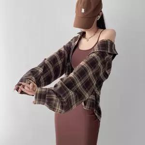 [라일리여성의류] Rly 무드 가을 체크 셔츠 오버핏 남녀공용 긴팔 남방