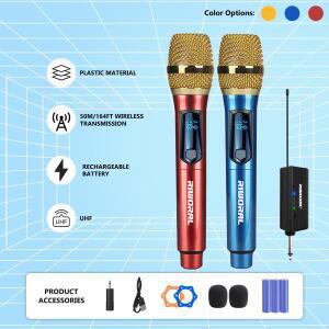 무선 마이크 2 채널 UHF 파티 노래방 교회 쇼용 휴대용