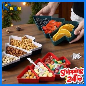 1-10PCS 휴일 크리스마스 플라스틱 스낵 접시 캔디 과일 나눔 접시 트리 모양 INS 스타일 홈 테이블 파티