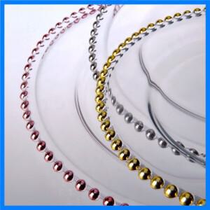 금 테두리 유리 진주 트레이 유럽 스타일 디너 플레이트 스테이크 샐러드 플레이트 장식용 플레이트 내열성