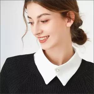 페이크셔츠 블라우스 쉬폰 이너 진주포인트 레이어드카라