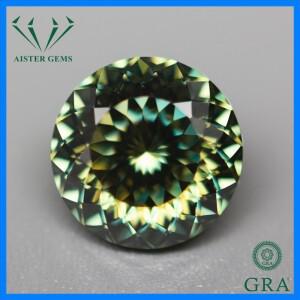 결코 황록색 100 얼굴 컷 Moissanite 스톤 러시아 컷 Moissanite 실험실 다이아몬드 GRA 인증서 패스 테스