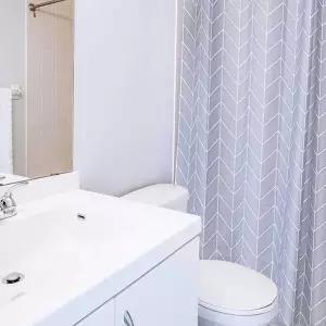 욕실 중 패브릭 블루 헤링본 화장실 샤워커튼