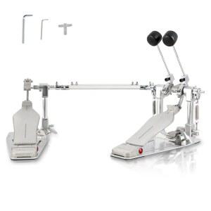 RANMING 더블 베이스 드럼 페달 다이렉트 드라이브 킥 양면 비터 미끄럼 방지 풋플레이트 업그레이드 세트 및 전자 초보자 드러머용