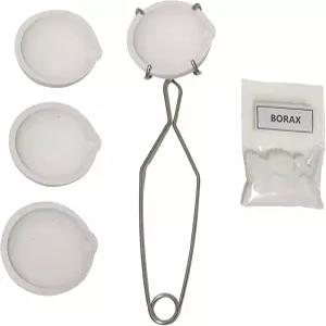 2.76인치 4PCS 150g 세라믹 도가니 그릇 접시 컵 클립 집게 손잡이 2A 순 20g 붕사 포함 보석 금 은 황동