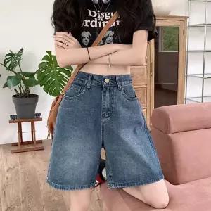 여자 여름 데님 패션 A라인 스타일 체형커버 청 반바지 캐주얼 팬츠 와이드 코디 개강 에이