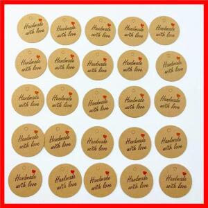원형 크래프트 종이 선물 태그 베이킹 인쇄 태그 축하 라벨 수제 웨딩 파티 장식 포장 걸이 용지 100 개