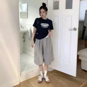 [하프클럽/]여자 트랙수트 클래식 와이드핏 고무줄 반바지