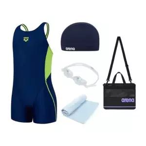 아레나 여아동 반전신 수영복 수모 수경 세트 Z263007