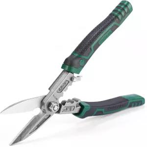 RooPro 헤비 듀티 산업용 가위 8.5인치 CR-V 스틸 톱니날 내장 스프링 로드 디자인 알루미늄 시트 와이어