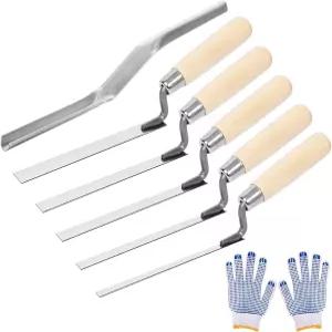 6개의 턱 포인터 트롤 세트 포인팅 벽돌 접합기 시멘트 도구 모르타르 수리 및 포인팅용 석조