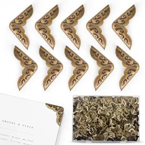 500 PCS 북 코너 프로텍터 메탈 빈티지 언 페이퍼백 사진 앨범 노트북 및 폴더용 삼각형 조각 장식