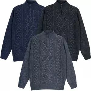 [디바옴므] 하이넥 반목 집업 니트 기모안감 티셔츠 폴라 스웨터