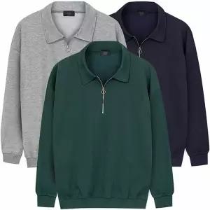 [디바옴므] 데일리 오버핏 반집업 카라 맨투맨 티셔츠