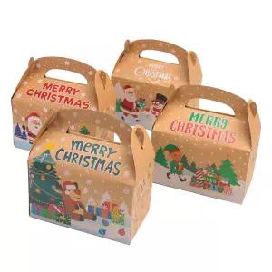크리스마스 크라프트 손잡이상자 4가지디자인(12P)포장 선물만들기 소품 데코 꾸미기 용품 성탄절 구디백