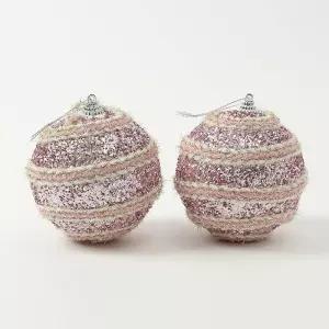 글리터 장식볼 트리플로프 2개 세트 10cm 트리볼 크리스마스 성탄절 소품 꾸미기 오너먼트