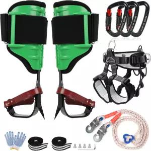 조절 가능한 스트랩과 EVA 다리 패딩이 있는 페핀 나무 등반 스파이크 세트 안전벨트 로프 및 D-링이 스텝