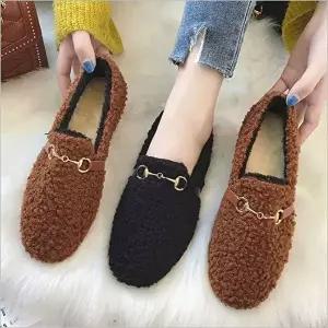 [엄지척]방한 안감 빅사이즈 플랫슈즈 털신발 겨울화 뽀글이 기모