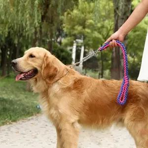 트위스트 로프 대형견 목줄 리드 1.3m 두께3cm 블루레드 강아지세트 산책